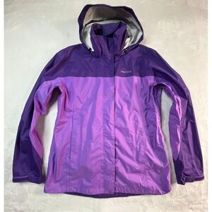 MARMOT Womens L Jacket Precip Purple Eco Rain Hiking 46200 Hooded